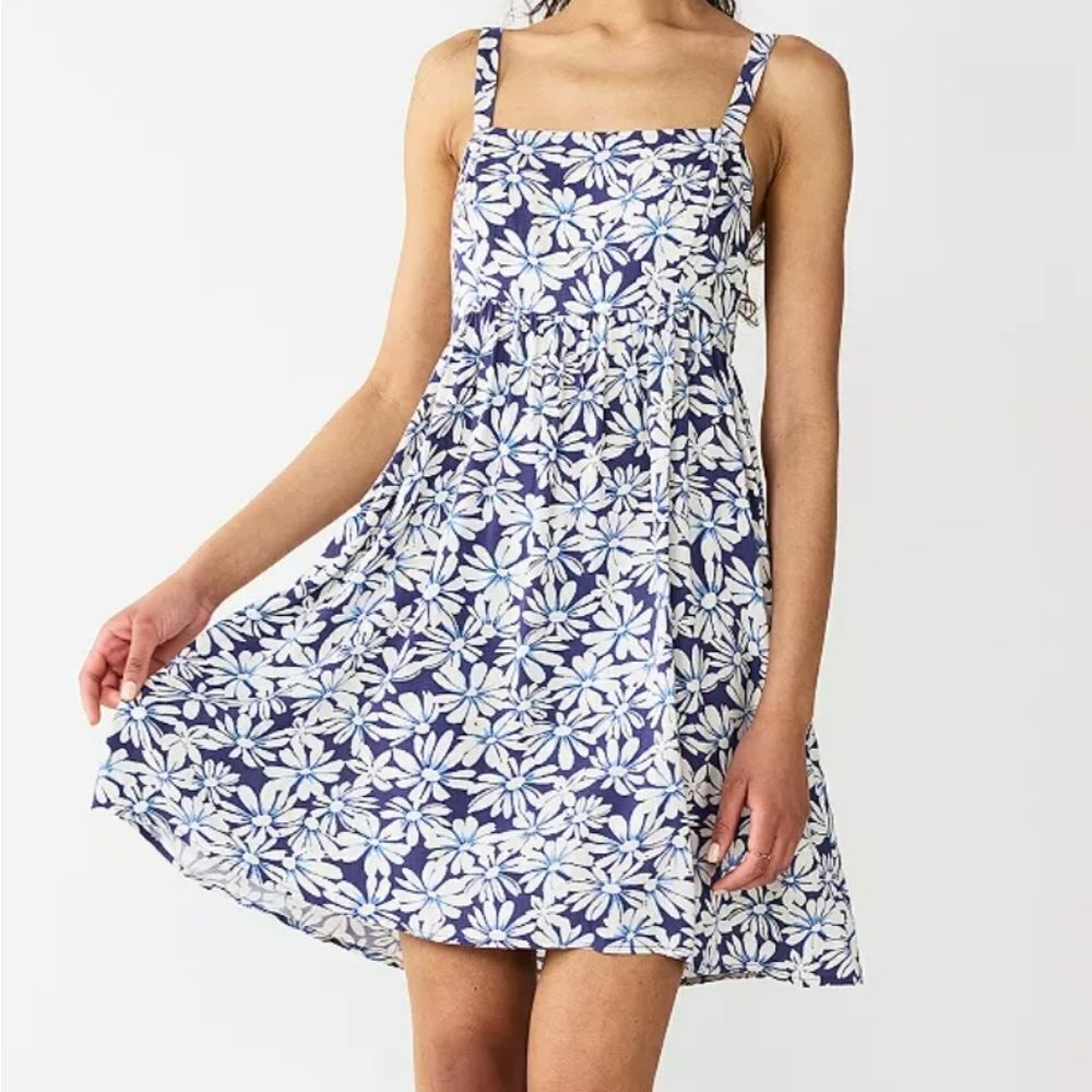 Rewind A-Line Blue Floral Skater Dress Size XXL
